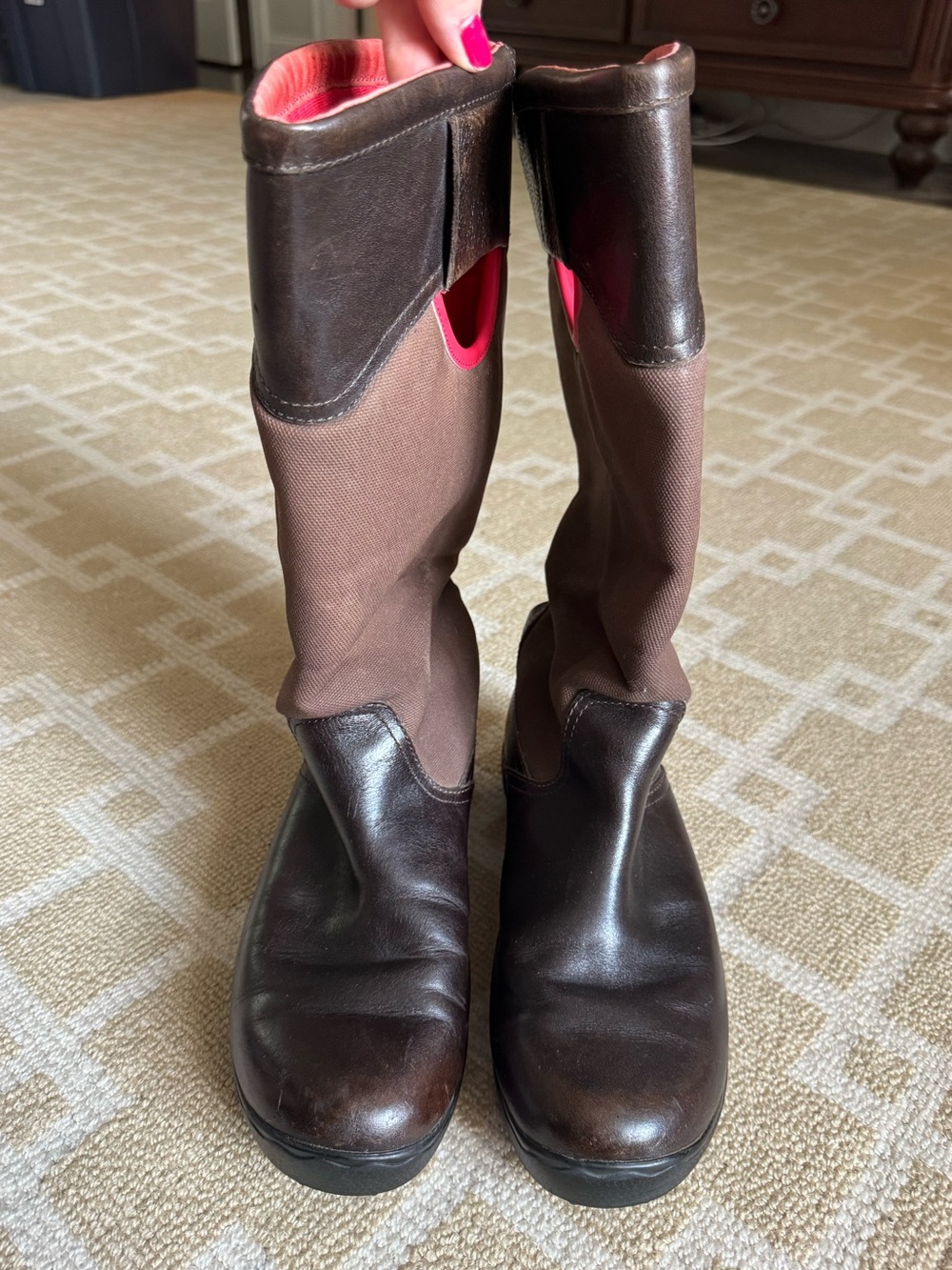 Timberland Earthkeepers Climapath Tall Leather Boots Brown Pink Size 7 - Picture 13 of 14